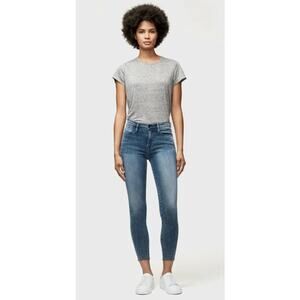 FRAME Le High Skinny Raw Edge Beat Wash Indigo High Waist Slim Blue Jeans sz 25